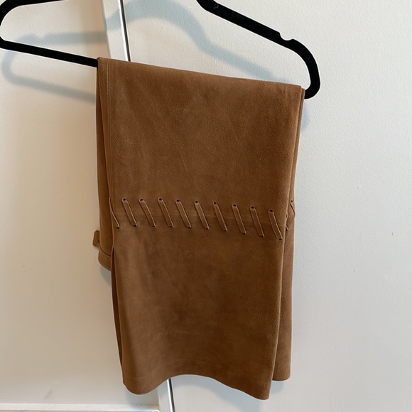 Orvis 100% Genuine Leather Suede Midi Skirt - Picture 2 of 4